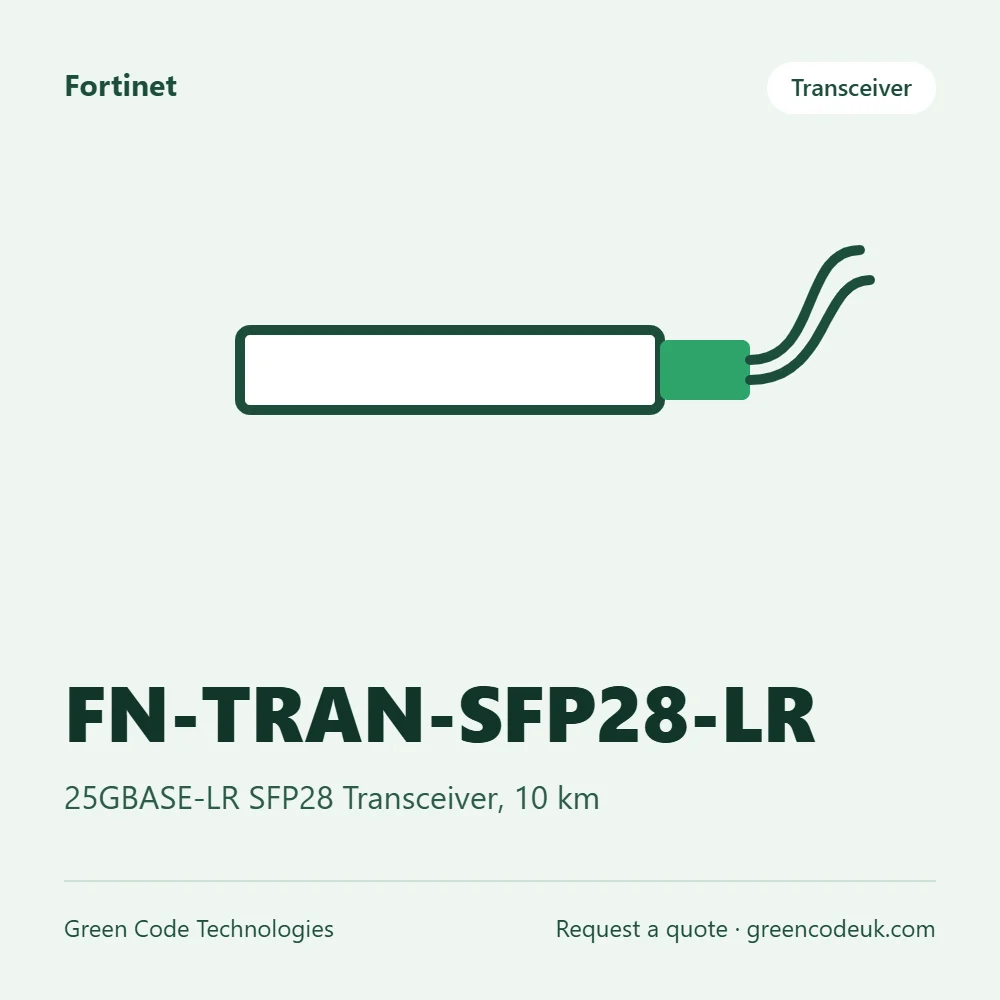 Fortinet FN-TRAN-SFP28-LR – 25GBASE-LR SFP28 Transceiver, 10 km