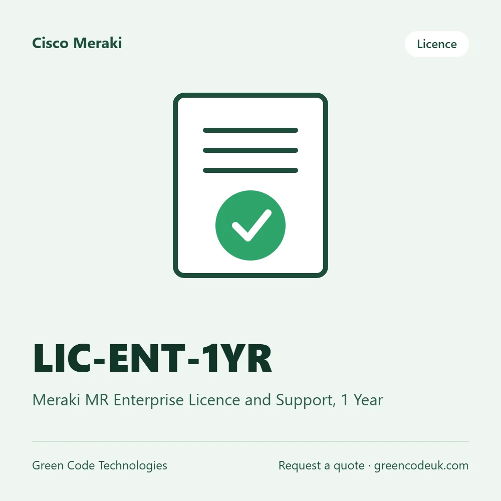 Cisco Meraki LIC-ENT-1YR – Meraki MR Enterprise Licence and Support, 1 Year