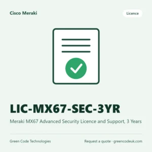 Cisco Meraki LIC-MX67-SEC-3YR – Meraki MX67 Advanced Security Licence and Support, 3 Years
