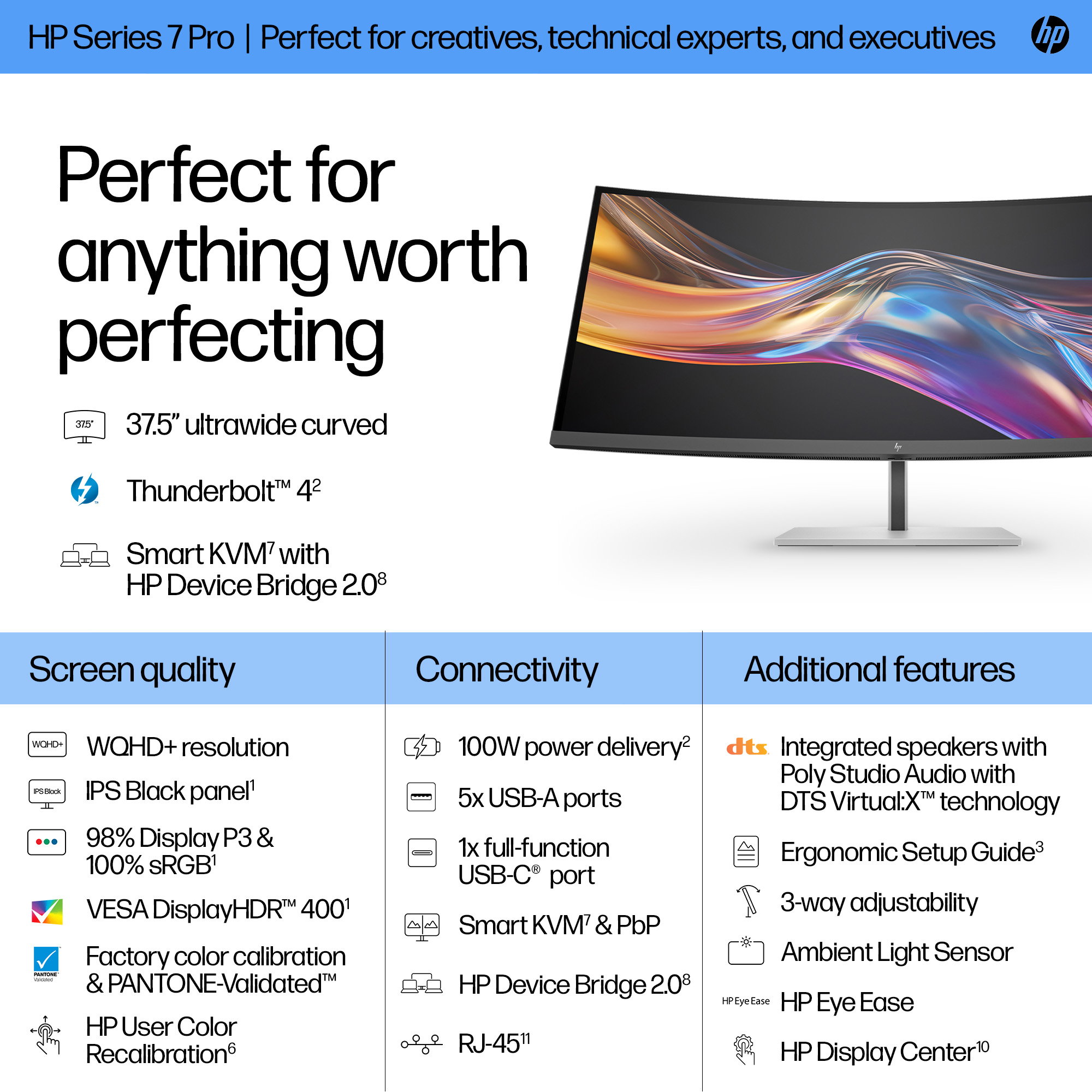 HP Series 7 Pro 738pu WQHD+ Thunderbolt 4 Monitor (8K167AA)